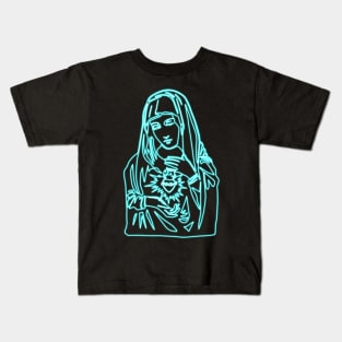 Virgin Mary (blue neon) Kids T-Shirt